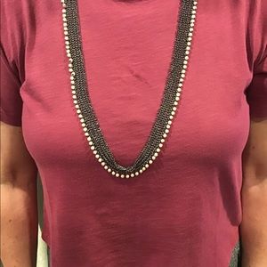 J. Crew Silver/Metal and Pearl Necklace